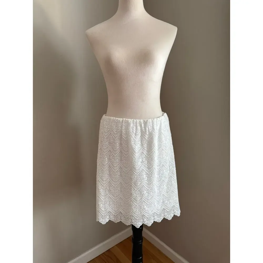 J.Crew White Lace Mini Skirt Scalloped Hem Size 6 Coquette Bridal Graduation